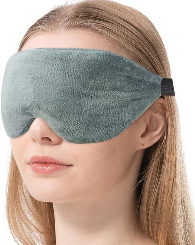 Heated Eye Mask, Moist Warm Eye Compress with Natural Flaxseeds, Light-Blocking Microwave Eye Mask, Reusable Design, Detachable and Washable Cover, Gentle Lavender Scent (Grey)