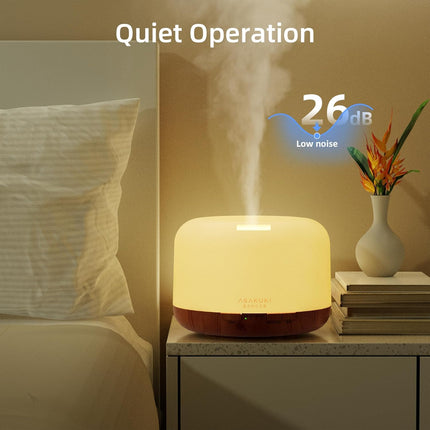 500Ml Essential Oil Diffuser, 5 in 1 Ultrasonic Aroma Scented Oil Diffuser Vaporizer Humidifier, Ｑuiet Diffuser with Timer Settings, Waterless Auto-Off & 7 LED Light Colours