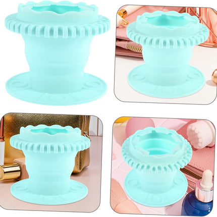 Space-Saving Makeup Brush Cleaner Box Silicone Makeup Sponge Cleaner Multipurpose Beauty Tool Cleaning Box