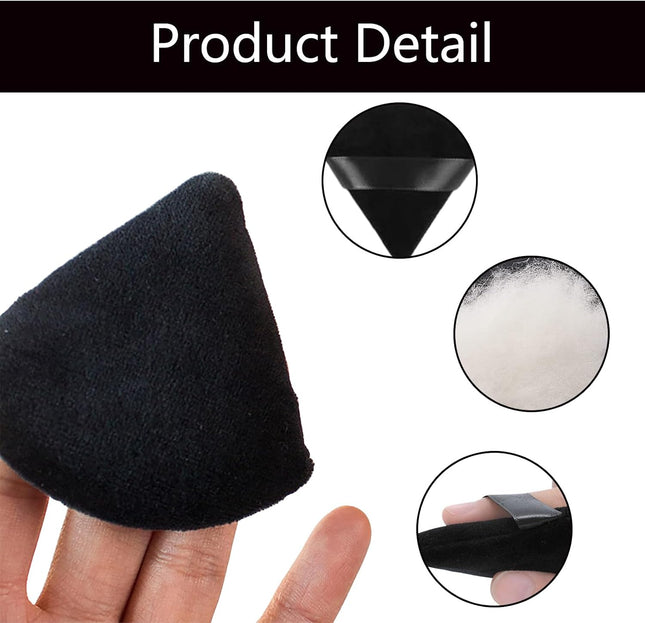 30 Triangle Powder Puffs, Reusable with Strap, Wet Dry Dual-Use Face Make up Cosmetics Cleansing Beauty