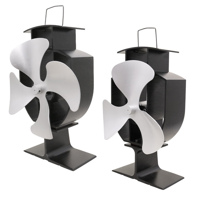 3 4 Blade Heat Powered Stove Fan Silver Wood Log Burner Fire Stove Mini Top Fan