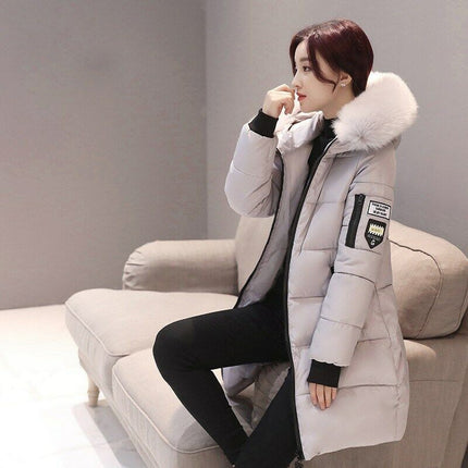Winter Womens Fur Hooded Parka Jackets Chunky Puffer Coat Ladies Warm Outerwear