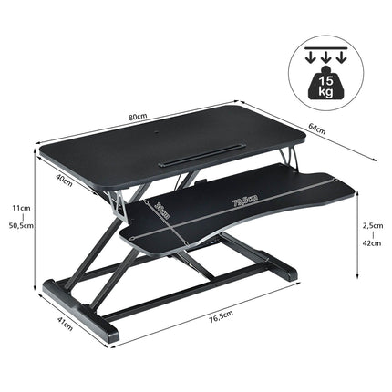 Height-Adjustable Ergonomic Sit-Stand Desk with Metal Frame and Clamping Plates