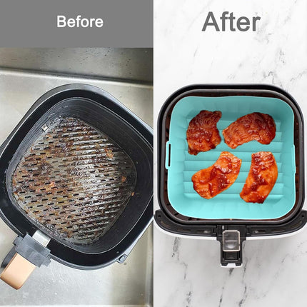 2 Pack Silicone Air Fryer Liners, 8.3 Inch Reusable Air Fryer Accessories, Squar