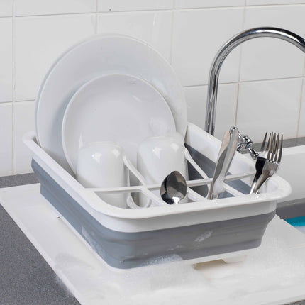 Beldray Collapsible Dish Drainer Drying Rack Space-Saving with Cutlery Divider