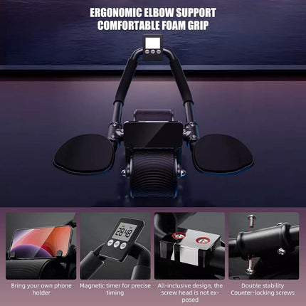 Abdominal Wheel Automatic Rebound Elbow Support Anti-Slip Fitness AB Roller