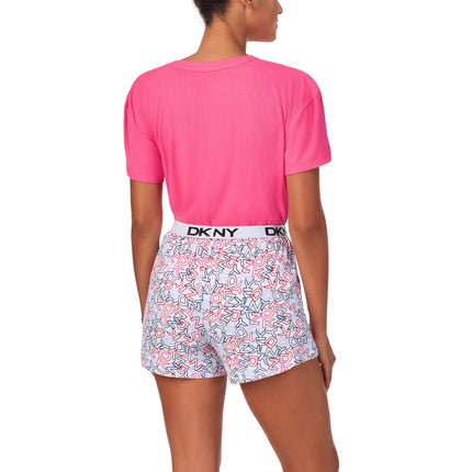 Ladies Tee & Boxer Pyjama Set in Pink