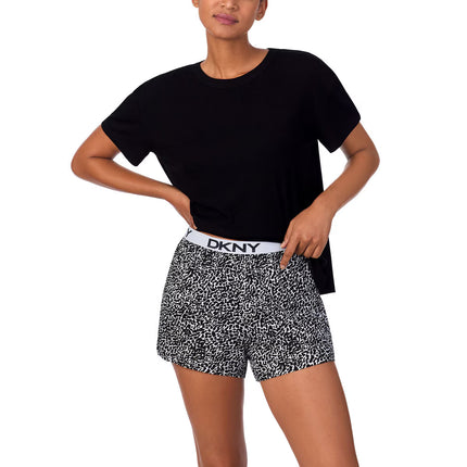 Ladies Tee & Boxer Pyjama Set in Black