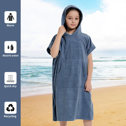 Kids Bath Hooded Changing Towel Robe, Swimming Robe Surf Beach Poncho, Quick Dry Absorbent Surf Poncho, Microfiber Towels