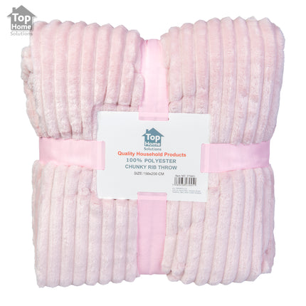Chunky Rib Throw Luxury Soft Warm Blanket Fleece Soft Throw Warm Cosy King- Size