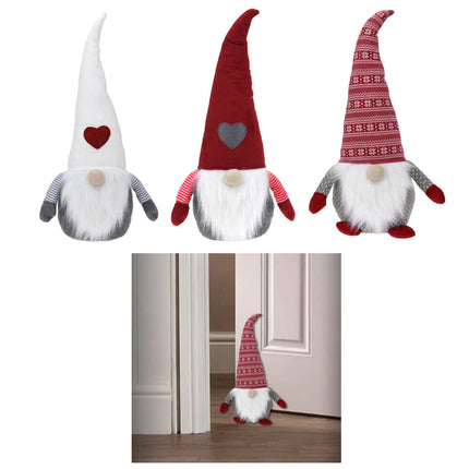 Christmas Gnome Plush Door Stop Door Stopper Large Heavy Fabric Novelty Xmas Dec