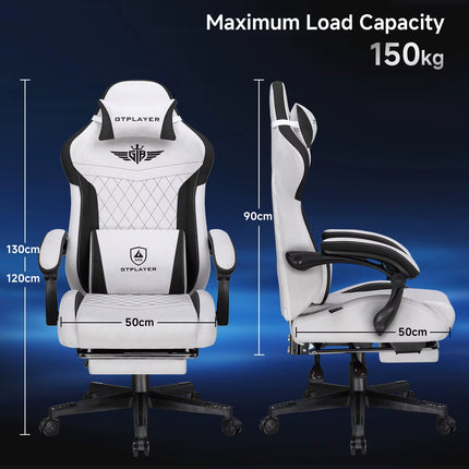 Gaming Chair Fabric, High Back Computer Chairs with Footrest for Adults Ergonomic Lumbar Support Swivel PC Chair for Ho
