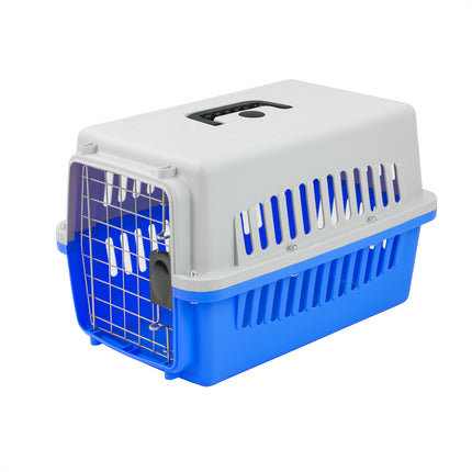 KCT SMALL BLUE PLASTIC PET CARRIER CAT DOG PORTABLE CARRY CRATE TRAVEL CASE