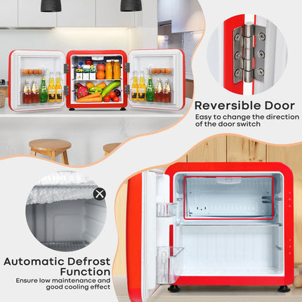 Compact Freestanding Refrigerator Table Top Mini Fridge & Cooler W/Glass Shelves