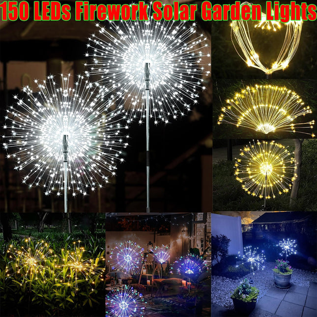 2/4PCS Solar Lights Outdoor Garden LED Solar Powered Firework Light Lamp DIY
