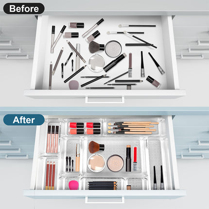 25PCS Draw Organiser Plastic Box Desk Drawer Fridge Trays Makeup Storage Divider