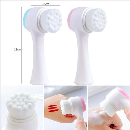 2PCS Manual Facial Cleansing Brush, 2-In-1 Facial Cleansing Brush, Silicone Double Sided Exfoliating Brush, Deep Cleansing Skin Keratin Cleaning System, Wash Makeup Massaging