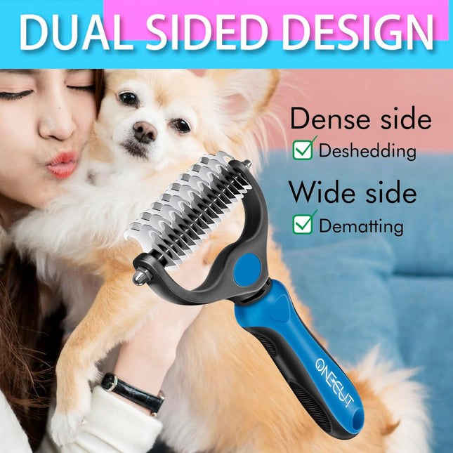 Dematting Comb for Dogs and Cats, Onecut Pet Grooming Rake and Brushes for Small