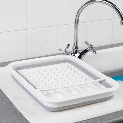 Beldray Collapsible Dish Drainer Drying Rack Space-Saving with Cutlery Divider