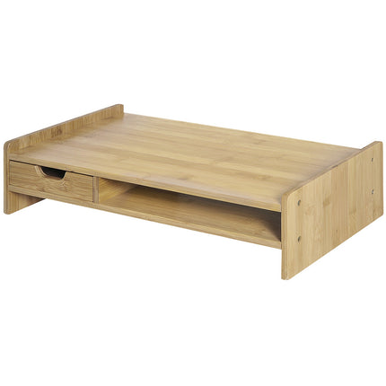 Monitor Riser Laptop PC Plinth Stand Organiser Computer Screen W/ Drawer Bamboo