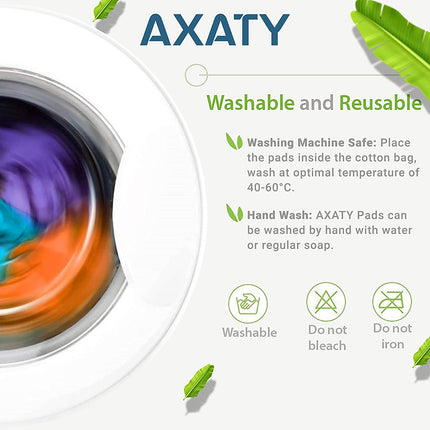 AXATY 3-Layers Reusable Makeup Remover Pads - Organic Bamboo Cotton Pads with Dr