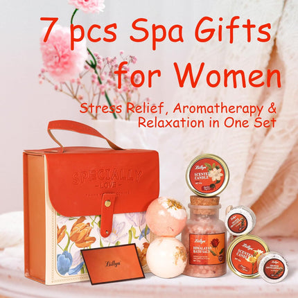 7 Pcs Bath Sets for Women Halloween Gifts for Her Travel Essentials Set with Bath Bombs, Scented Candle, Shower Steamers, Bath Salt Self Skincare Set for Relaxing Mother'S Day Birthday Gifts