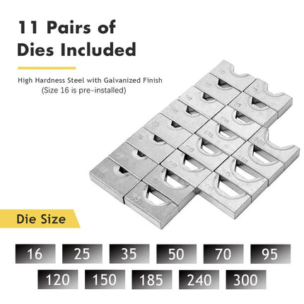 16 Tons 11 Dies Hydraulic Wire Terminal Crimper Tool with Carry Case