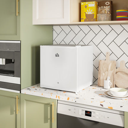 HOMCOM 46L Counter Top Fridge Mini Fridge with Lock Chiller Box Cream White