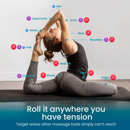 Lacrosse Massage Ball (Set of 3) - Trigger Point, Myofascial Release, Plantar Fasciitis, Deep Tissue, Yoga, Pilates, Rehab, Physio - Shoulders, Neck, Back, Foot, Body