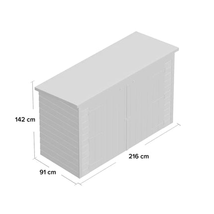 7 Ft. W X 3 Ft. D Tongue and Groove Pent Wooden Bike Shed