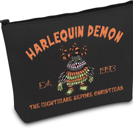 Nightmare Christmas Merch Harlequin Demon Embroidered Makeup Bag Horror Character Merch Halloween Movie Gift (H Demon 1993 UK)