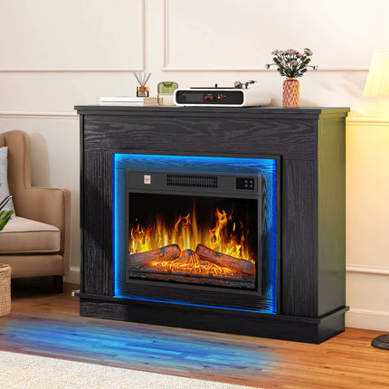 23" Electric Fireplace Suite - Realistic Flame Effect Heats 30㎡, Programmable Timer & LED Lights, 100×26×80.5Cm