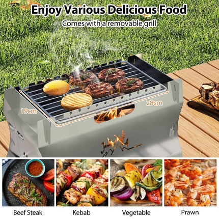 2-In-1 Camping Grill with Stainless Steel Grate and Carrying Bag