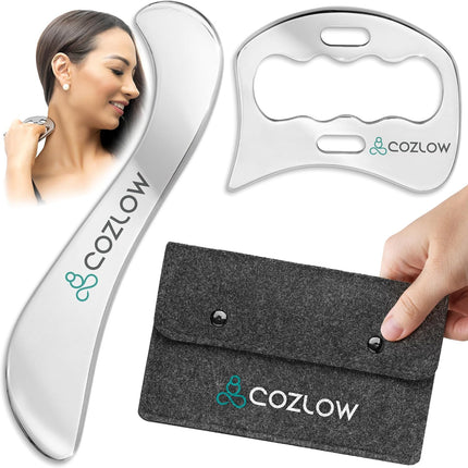 2-In-1 Stainless Steel Muscle Scraper Tool Set for IASTM Therapy - Skin Scraping Massage Tools for Soft Tissue Mobilization - Deep Tissue Gua Sha for Arms, Legs & Back - by