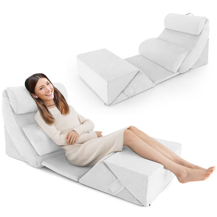 7 PCS Adjustable Support Pillow Set Bed Wedge Pillows with Memory Foam
