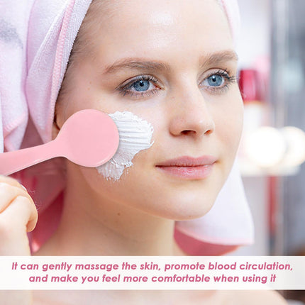 4 Pieces Manual Soft Facial Cleansing Brush, Handle Facial Cleansing Brush, Facial Exfoliating Brush, Silicone Face Scrubber, Facial Silicone Scrubber (Blue, Pink)