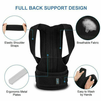 Adjustable Posture Corrector Back Brace Men Women Lumbar Shoulder Support Belt