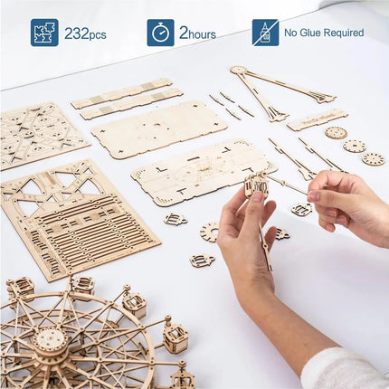 Rolife 3D Puzzle Ferris Wheel Music Box Box Model Kit with Music for Children and Adults Crafts Adults Women 3D Puzzle