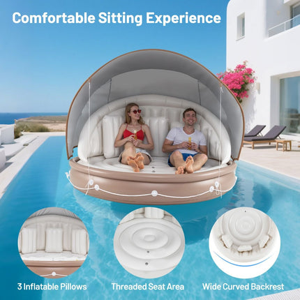 Inflatable Pool Float with Detachable Sunshade Canopy