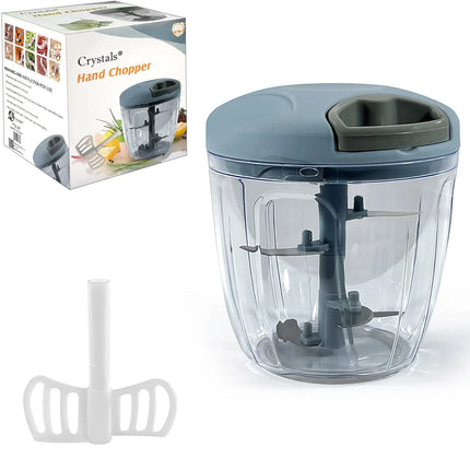 PULL Cord Pulling Food Chopper Manual Vegetable Slicer Hand Blender UK 900Ml