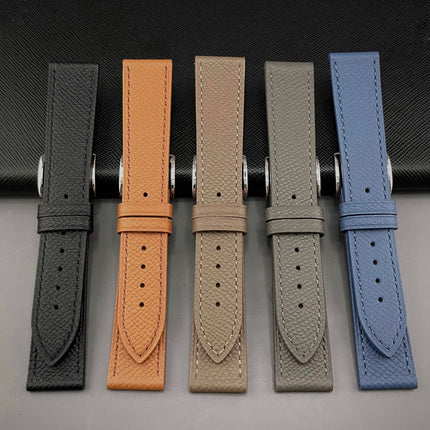20Mm Brown Tan Epsom Leather Grained Calfskin Elegant Vintage Watch Strap Band