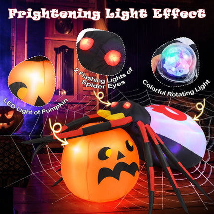 Inflatable Halloween Spider with Colorful Rotating Light