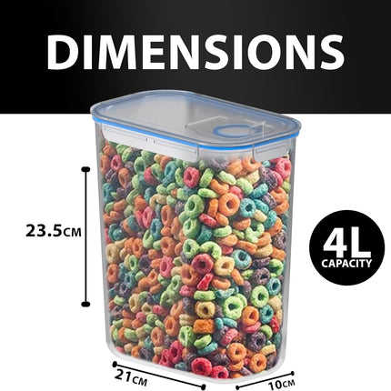 4 X CEREAL CONTAINERS AIRTIGHT SEAL FOOD STORAGE KITCHEN ACCESSORIES DISPENSER