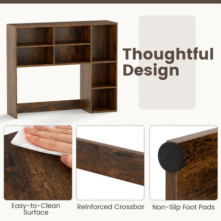 Desktop Bookshelf with 3 Adjustable Shelves and Open Compartment