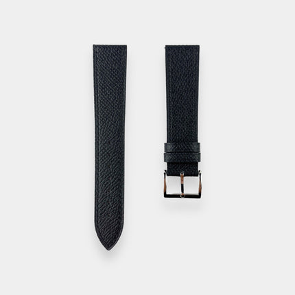 20Mm Black Epsom Leather Grained Calfskin Elegant Vintage Watch Strap Band