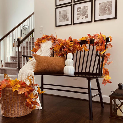 CQURE 4 Pack Artificial Autumn Fall Maple Leaf Garland, 5.9Ft/Piece Hanging Vine