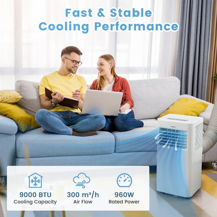 9000 BTU 4-In-1 Portable Air Conditioner with Sleep Mode