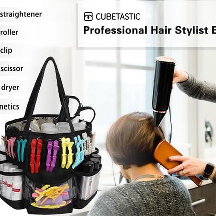 2 Piece Set Hairstylist Traveling Bag Large Capacity Hairdresser Barber Bag Heat Resistant Hair Tools Travel Bag Professional Makeup Organiser Bag Waterproof Shower Toiletry Bag (A#)