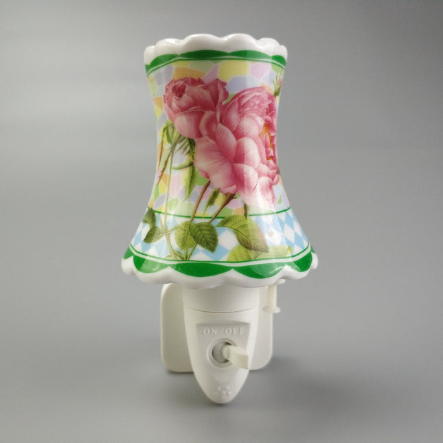 Durable Floral Plug-In Ceramic Decorative LED Light for Bedroom, Hallway, Office