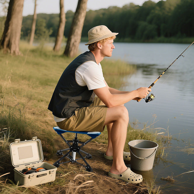 Folding Swivel Camping Hunting Stools with Anti-Sink Feet and Carry Bag